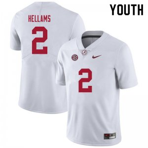 NCAA Youth Alabama Crimson Tide #2 DeMarcco Hellams Stitched College 2021 Nike Authentic White Football Jersey BP17U80WS